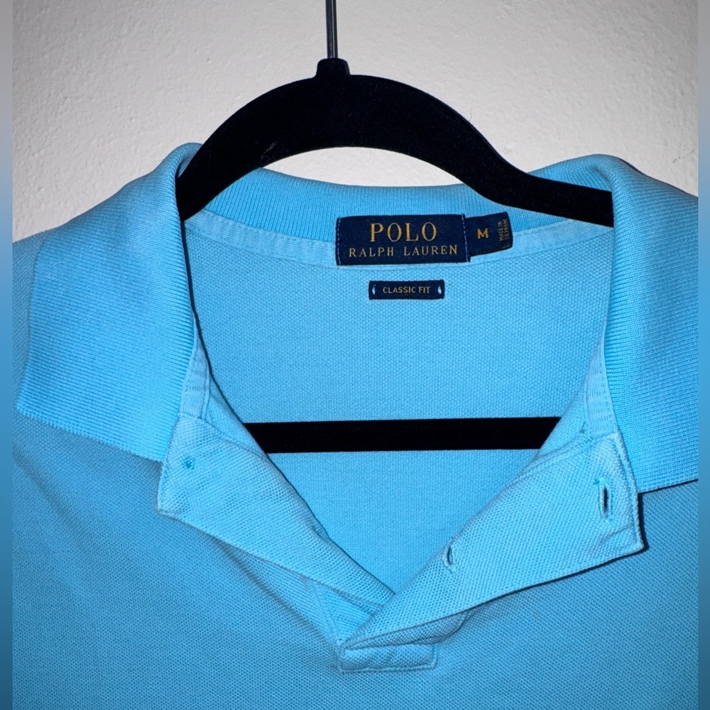 Polo Ralph Lauren Men’s Medium Classic Fit Blue Polo Shirt Cotton - Picture 4 of 9